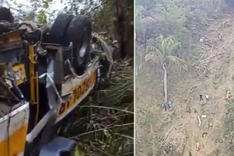 Ônibus capota em ribanceira em Alagoas e deixa 17 mortos e quase 30 feridos